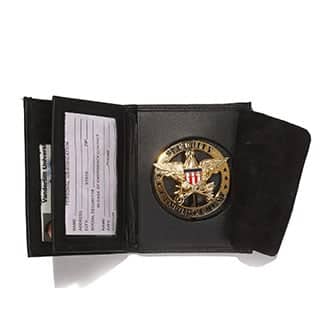 Police Badge Wallet All Leather Universal Fit-for Pin Back