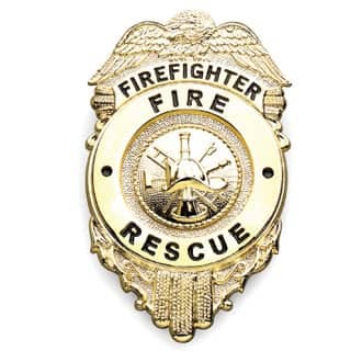 25 Red Leather Clip-On Junior Firefighter Badges