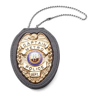 Perfect Fit Pocket Chain Recessed Badge Holder with Belt Clip in Black | Leather | Made in USA | 716-PC-BLK-925