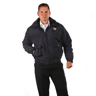 LawPro Security Windbreaker in Navy/Gold | Men's Size Small | Silk/Nylon/Taffeta