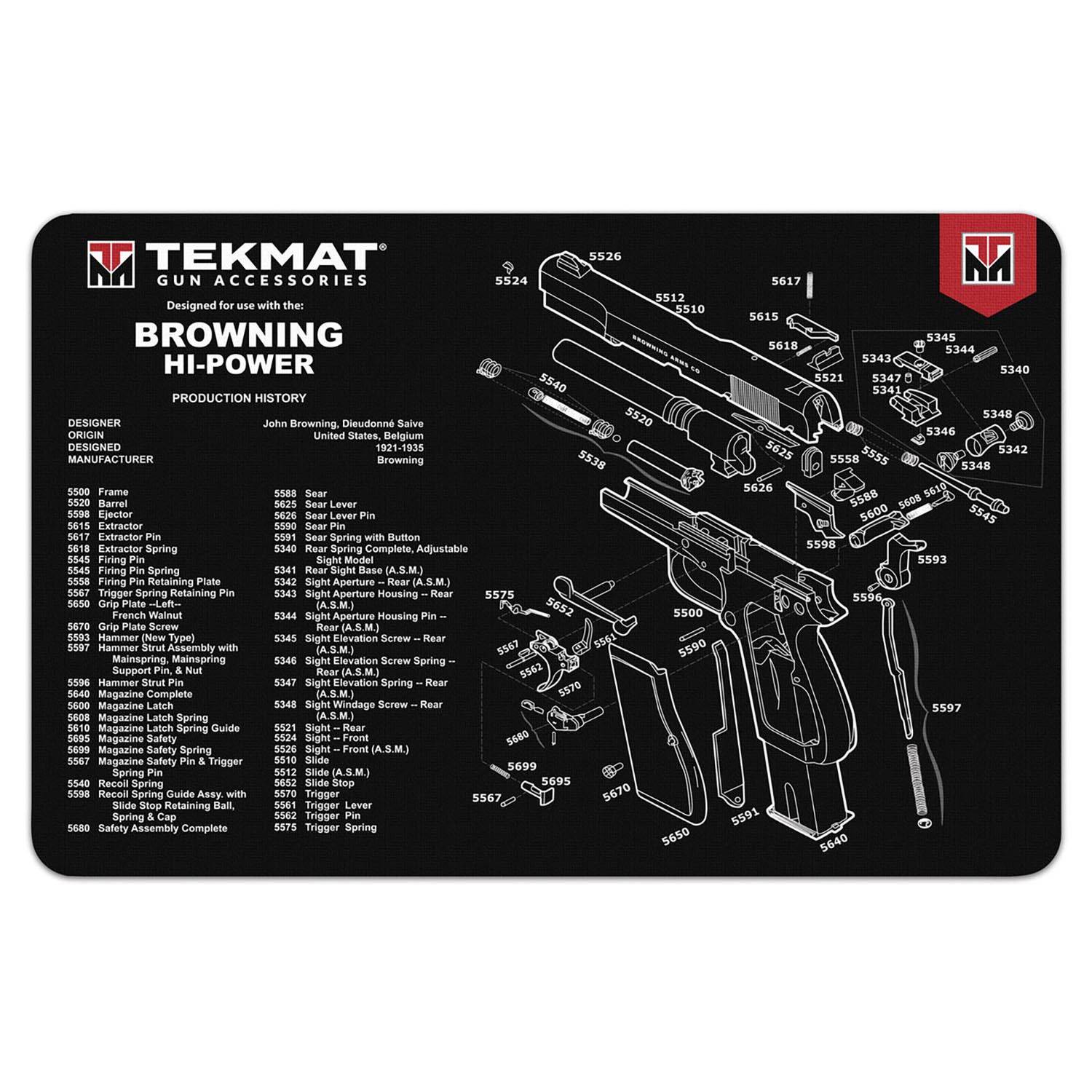 TekMat Browning Hi Power Gun Cleaning Mat 17"