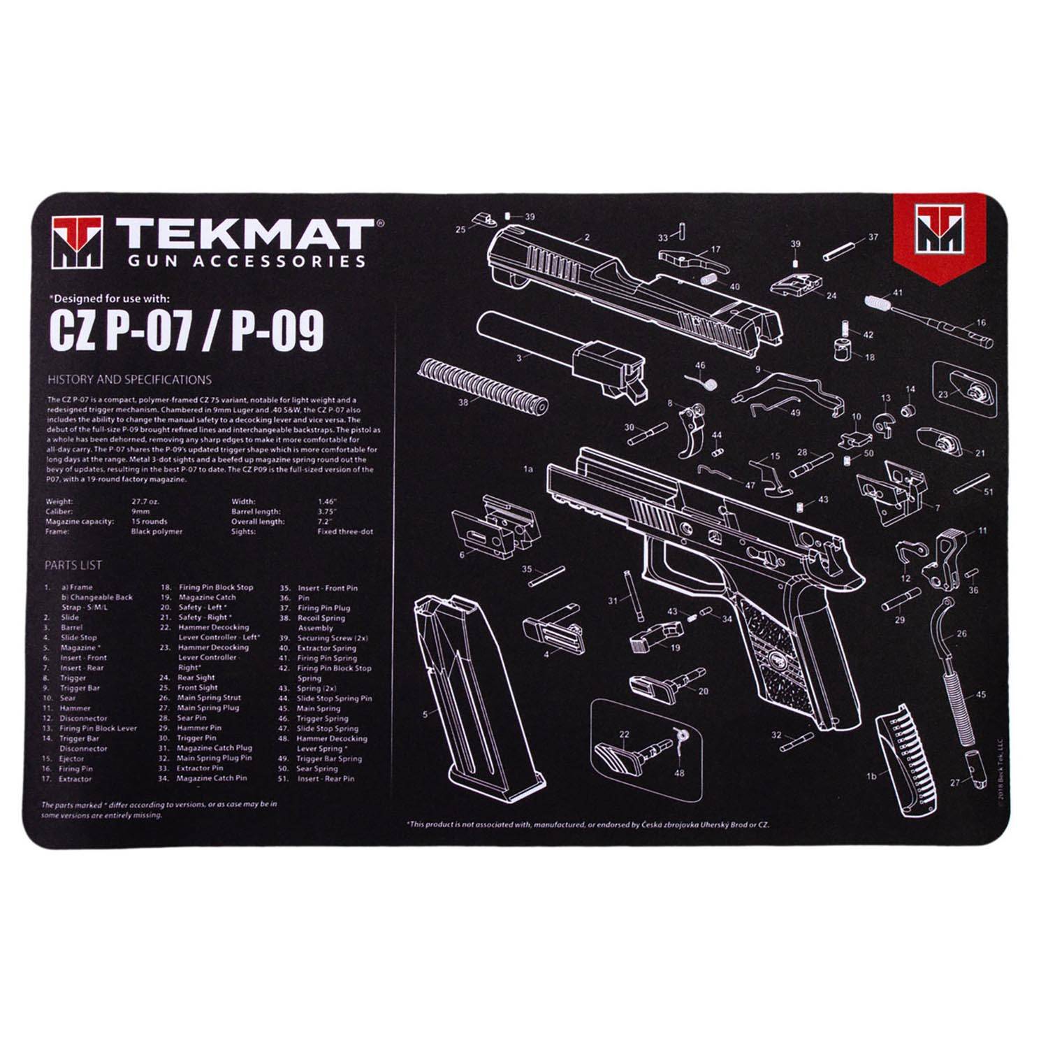 TekMat CZ P-07 / P-09 Gun Cleaning Mat 17"