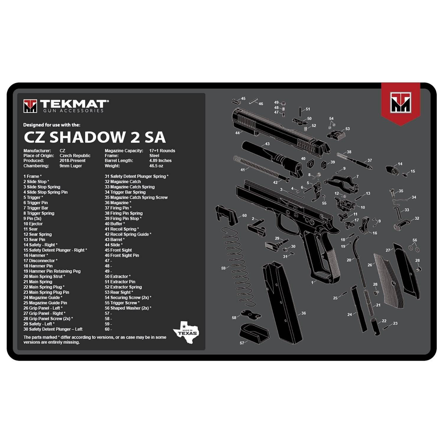 TekMat CZ SHADOW 2 SA Gun Cleaning Mat 17"