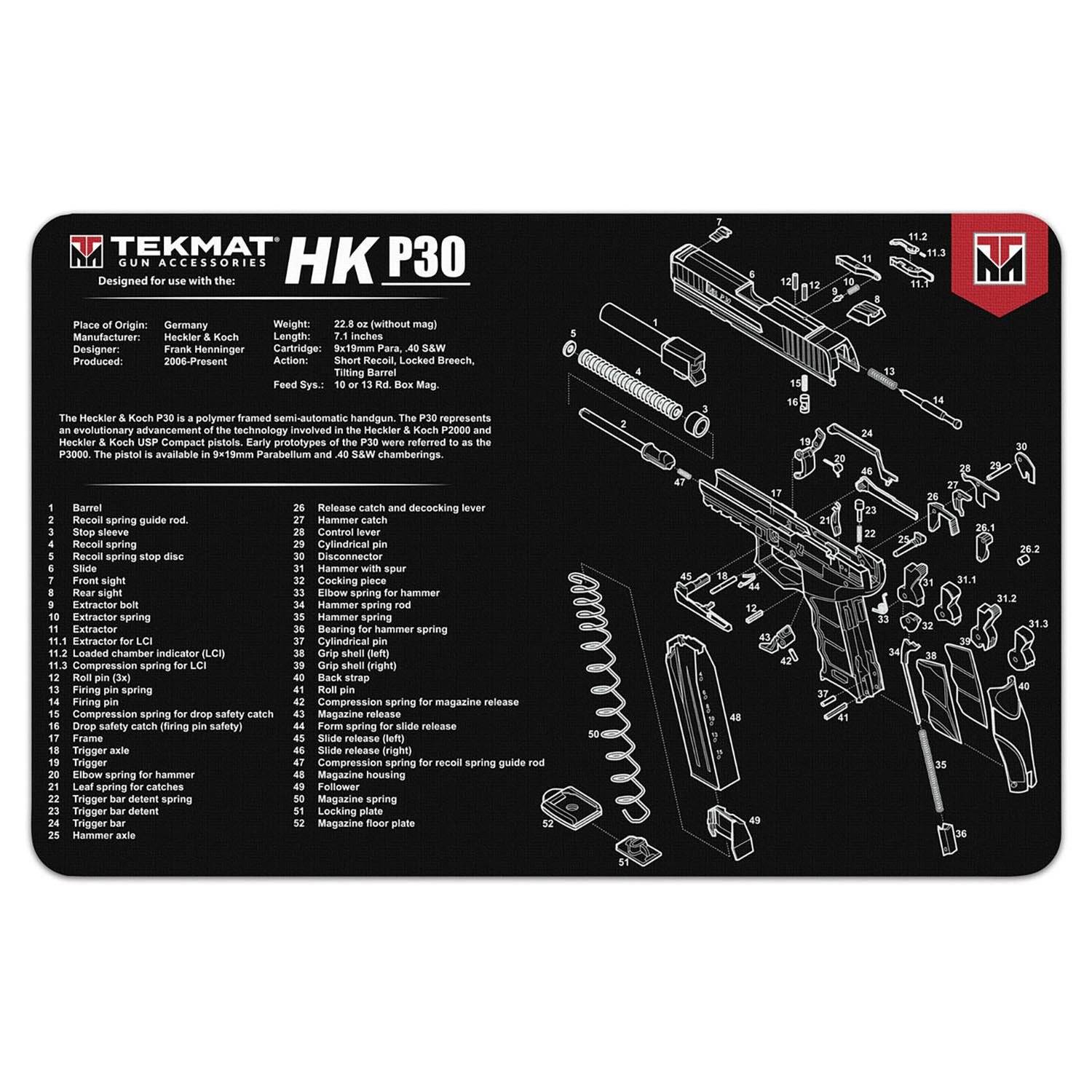 TekMat Heckler & Koch P30 Gun Cleaning Mat