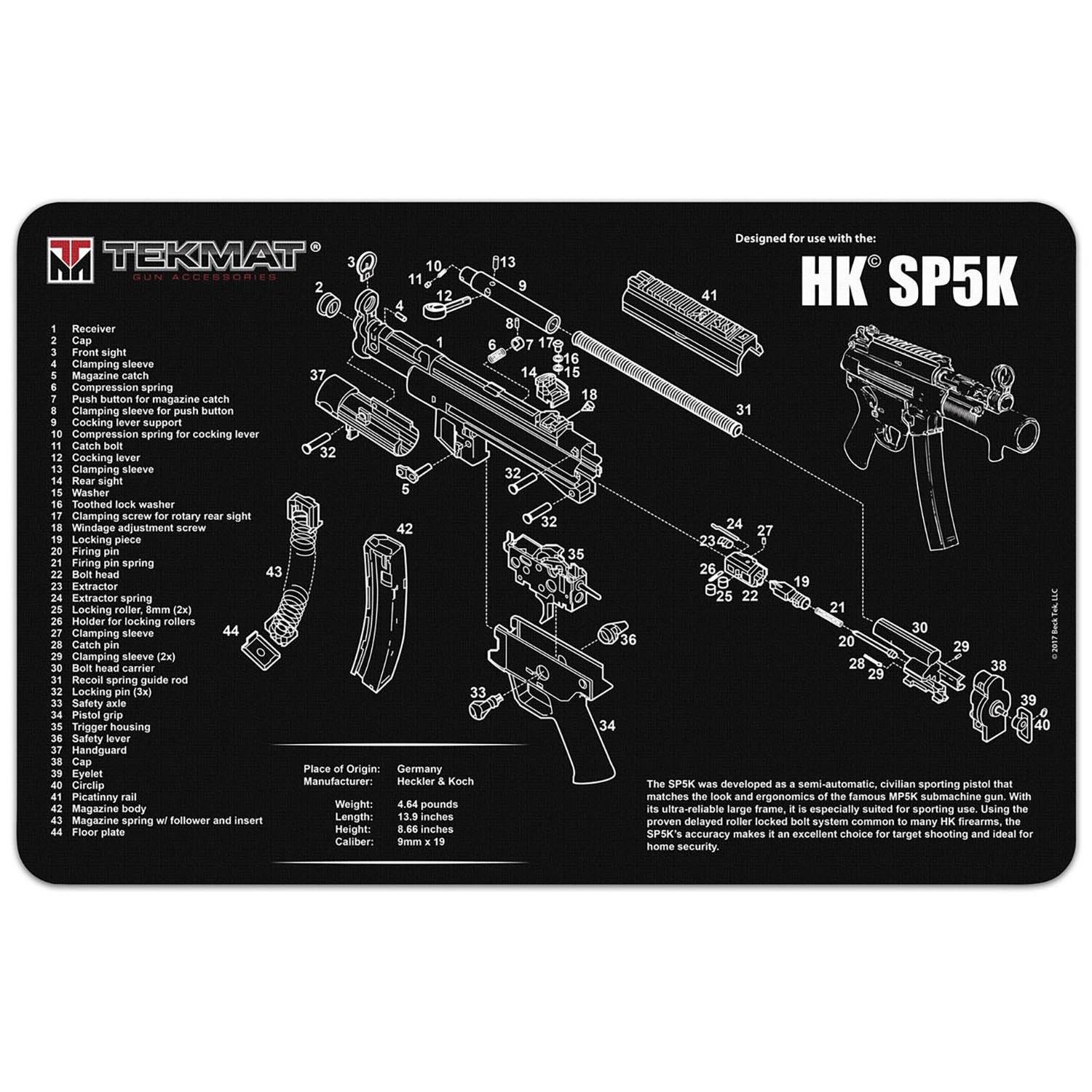 TekMat Heckler & Koch SP5K Gun Cleaning Mat 17"