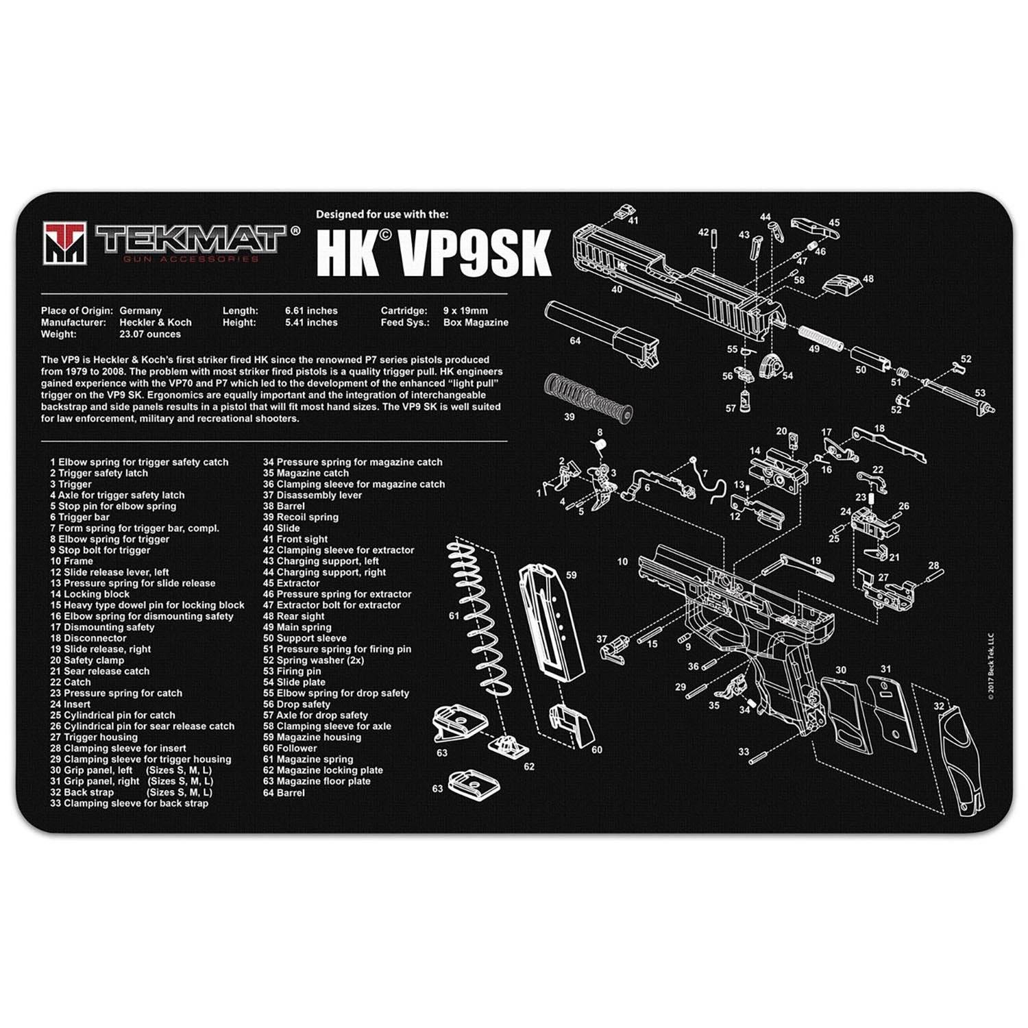 Heckler & Koch VP9SK Gun Cleaning Mat 17"