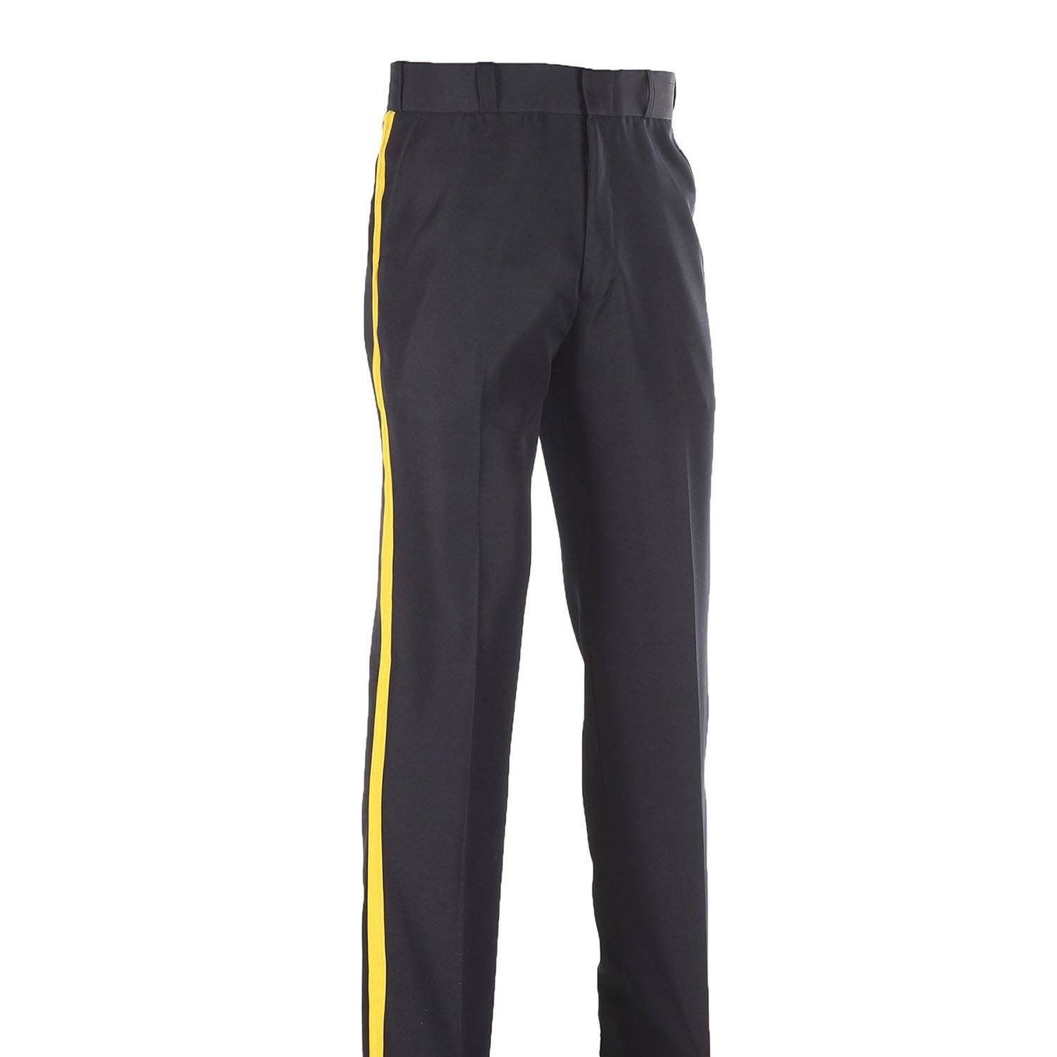 black trousers yellow stripe